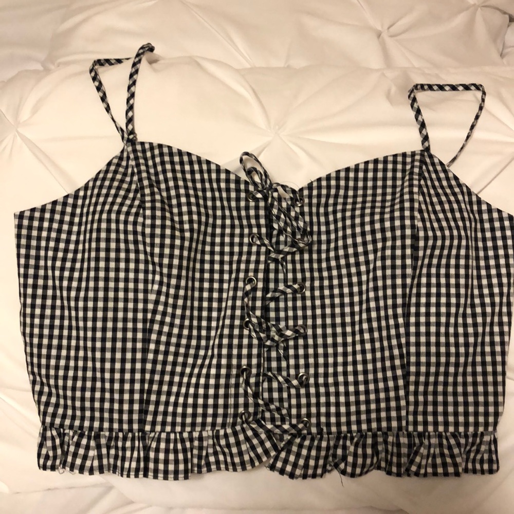 !LAST DAY!  Full Tilt gingham laced crop top | sz XL
